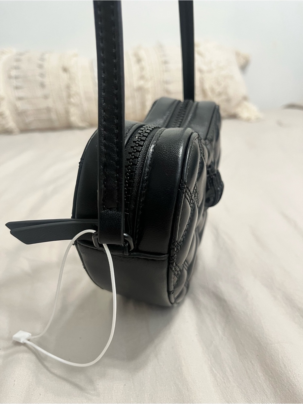 Kurt Geiger Kensington Black Quilted Heart Crossbody Bag - Picture 5 of 14